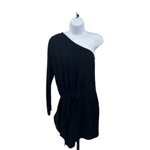 IRO Cypress One-Shoulder Ruffled Crepe Mini Dress WMN 34 Black Side Zip Cocktail